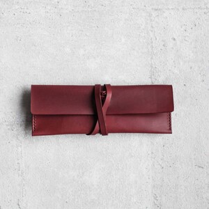 Caisse de crayon en cuir de Bourgogne/pochette de stylo