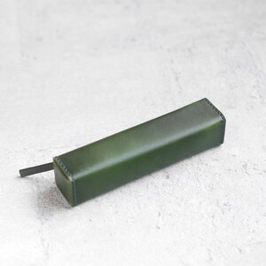 Custodia per matita/penna in pelle verde scuro
