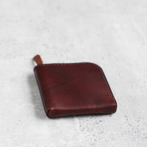 Piel de la vaca vegetal marrón oscurezca cuero moneda monedero cremallera de la bolsa