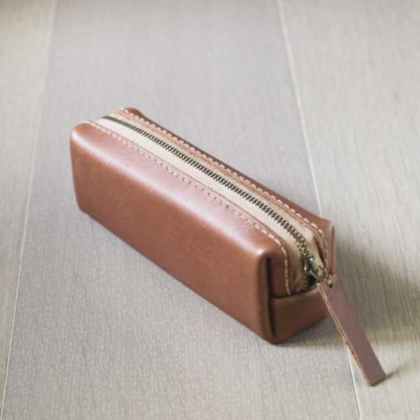 Brown Classy Leather Pencil Case/Pen Pouch