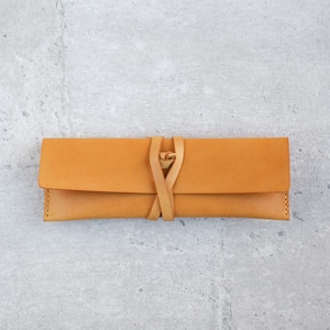Astuccio portapenne/astuccio portapenne in pelle giallo chiaro