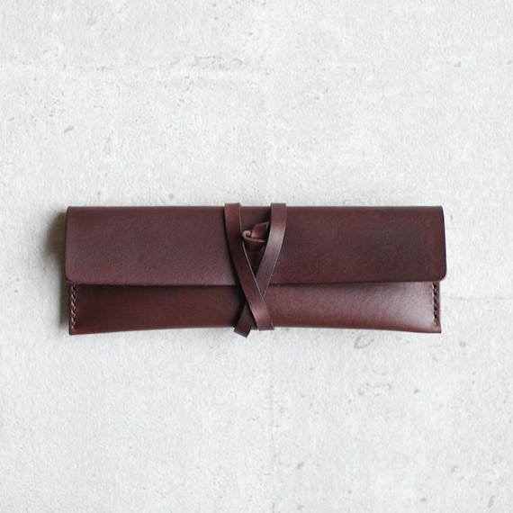 Leather Pencil Case - Handcrafted Premium Zippered Pen Pouch (Antique Brown)