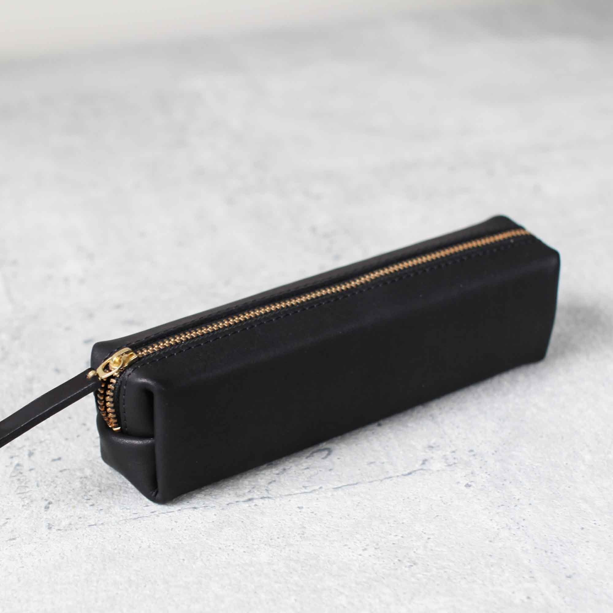 Black Classy Leather Pencil Case/pen Pouch 