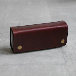 Vache végétale Bordeaux cacher cuir crayon cas/pen pochette / Etui a lunettes