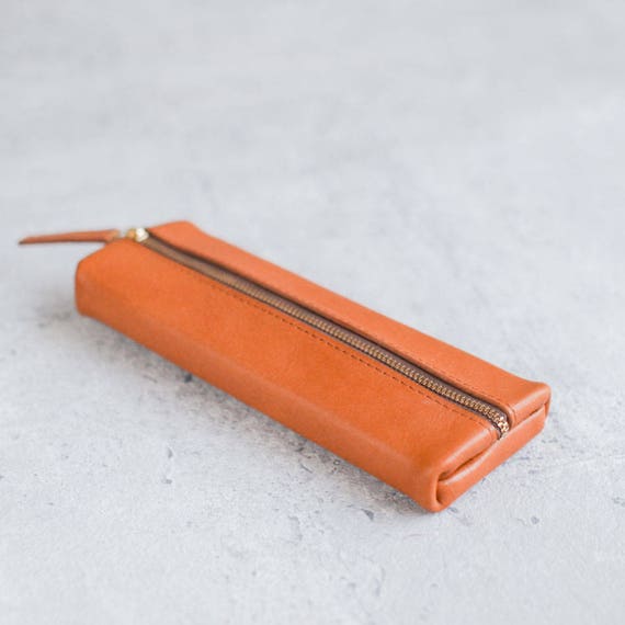 Leather Pencil Case Pen Case Pen Holder Pencil Pouch Zipper Pencil