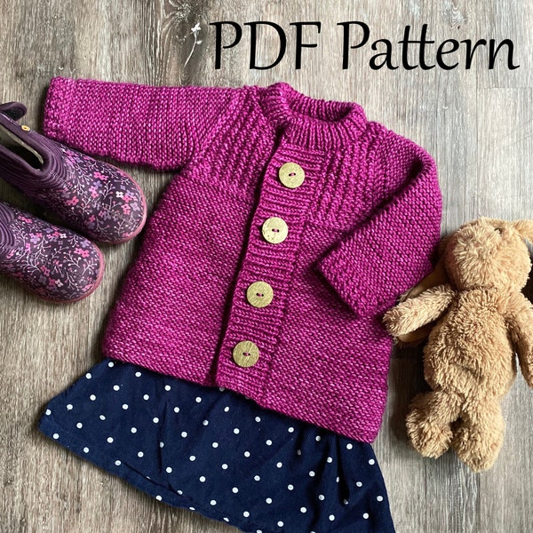 PDF Knitting Pattern: Eulalie Textured Coat/Jacket for Baby/Toddler/Child in Garter Stitch, Worsted Weight Yarn