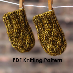 PDF Knitting Pattern: Aureate Mittens, Bulky Cabled Mittens in Baby, Toddler, and Child Sizes
