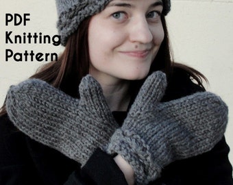 PDF Knitting Pattern: Daisy Mittens, super bulky-weight mittens with a fun daisy trim