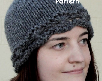 PDF Knitting Pattern: Daisy Cloche, beanie/hat worked in super bulky yarn