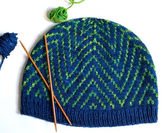 PDF Knitting Pattern: Lumena Hat, Easy Stranded Colorwork in Malabrigo Arroyo