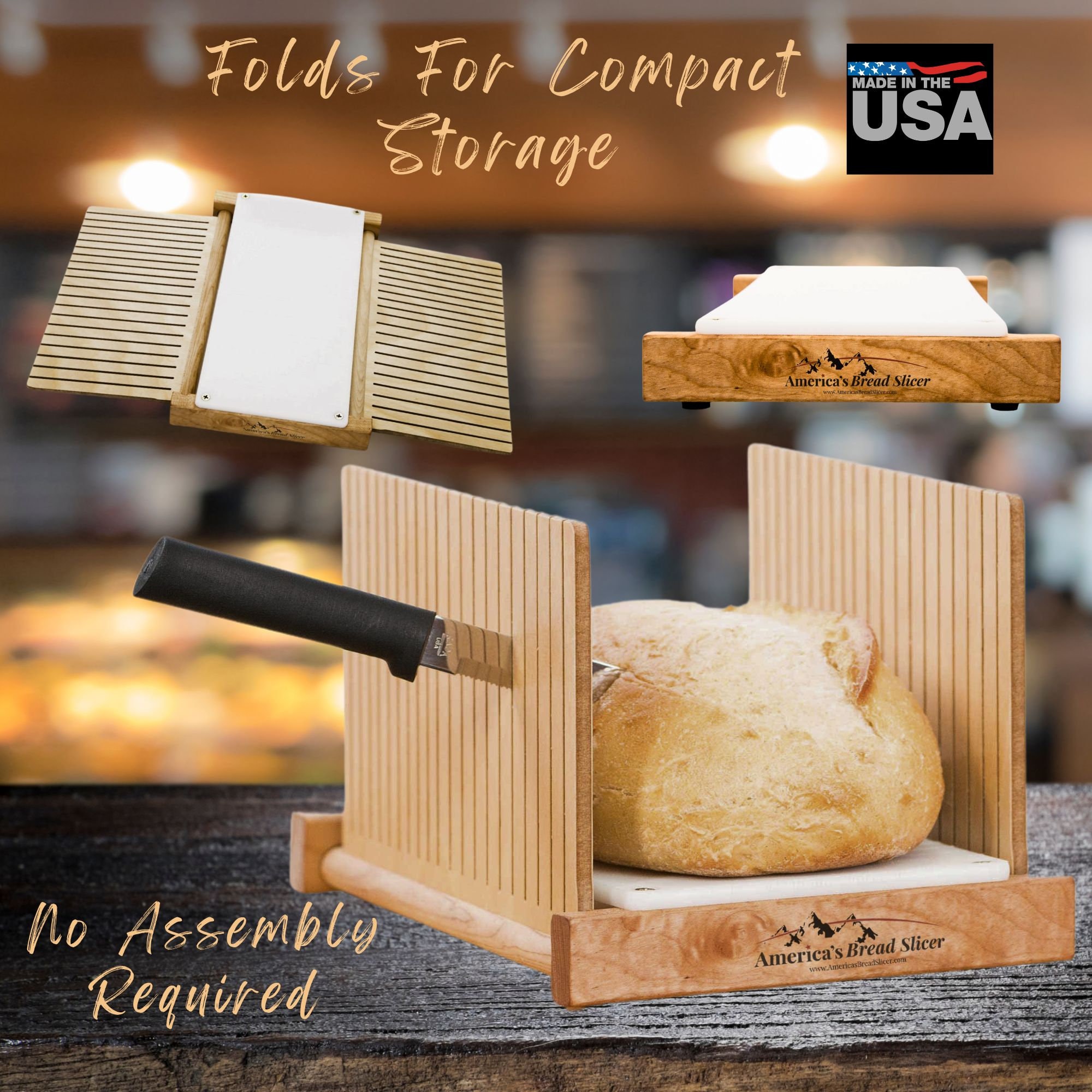 America's Bread Slicer, Great for Homemade Bread or Unsliced Store Bought.  Perfectly Cut Slices Every Time A Great Gift for Bread Lovers 