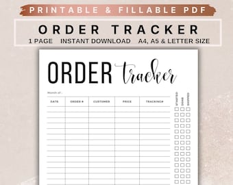 Modelo de rastreador de pedidos digitais, rastreador de vendas para pequenas empresas, livro de formulários de pedidos, registro do gerenciador de pedidos do Etsy, rastreamento de pedidos de compra
