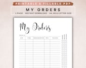My Orders History Template, Purchase Order Tracker, Track My Order Purchased 2024, Letter A4 A5 Planner Insert, Order Planner Printable PDF