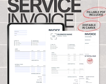 Invoice Template Editable in Canva, Client Invoice Form, Company Invoice Template, Fillable PDF Business Invoice With Logo