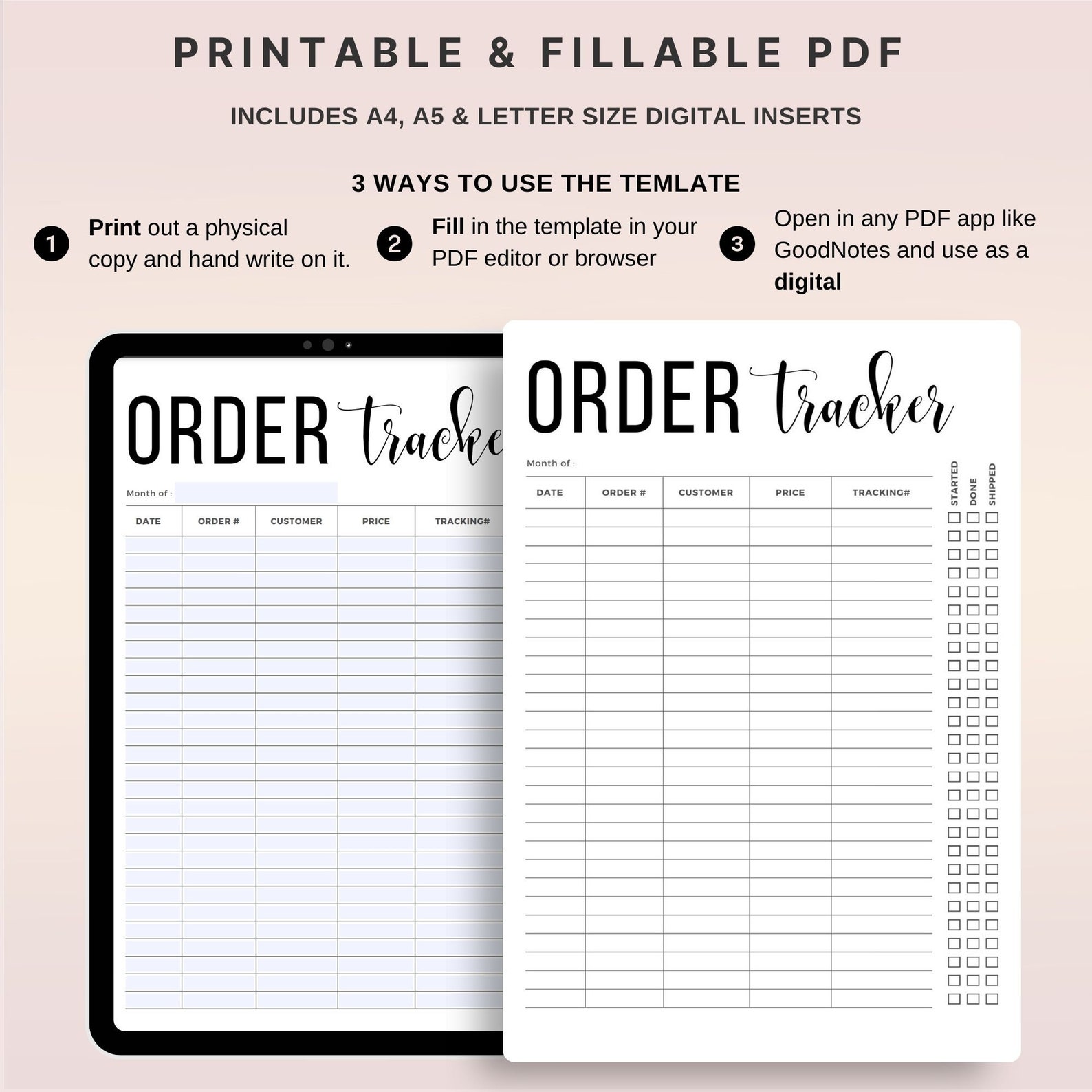 Digital Order Tracker Template, Sales Tracker for Small Business, Order ...