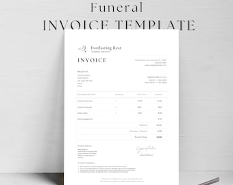Modelo de fatura funerária, formulário Canva editável para serviços funerários (formato Carta e A4)