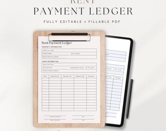 Modelo de controle de pagamento de aluguel | PDF imprimível e preenchível, formulário de aluguel editável no Canva (A4 e Carta)