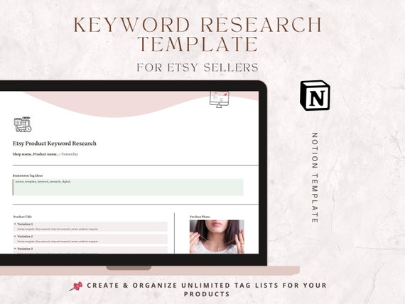 Digital Planner Notion Template, Keyword Research Tool for Etsy Product Listing, Ideal for Online Sellers, Perfect Entrepreneur Gift