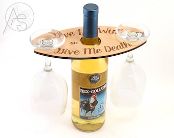 Personalized Wine Caddy | Wooden Wine Tote | Easy to Carry Wine Glass Holder, Wine Bottle Holder Display | Custom Handmade Wine Lover Gift