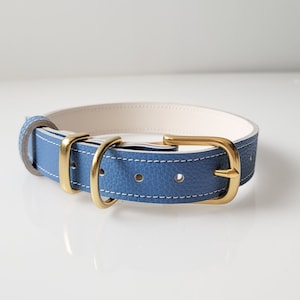 Artisan Handmade Leather Dog Collar, Blue Colorful Leather Dog Collars, Fun Pet Fashion Collar, Large Dog Collar, Durable Premium Dog Collar