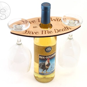 Personalized Wine Caddy | Wooden Wine Tote | Easy to Carry Wine Glass Holder, Wine Bottle Holder Display | Custom Handmade Wine Lover Gift