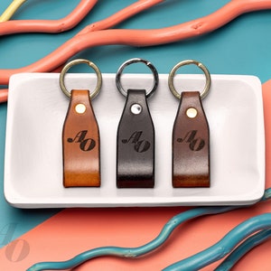 Personalized Leather Keychain | Custom Leather Key Fob | Monogram Key Chain | Handwriting Gift | Personalized Leather Gift | Heirloom Gift