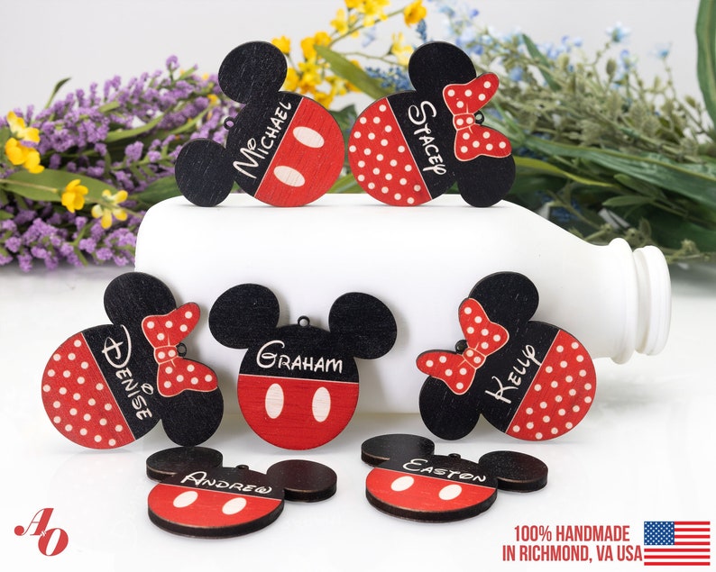 Personalized Mickey Mouse Ornaments Minnie Mouse Ornaments Custom Disney Ornament Decorations for Christmas, Hanukkah Disney Memories image 1