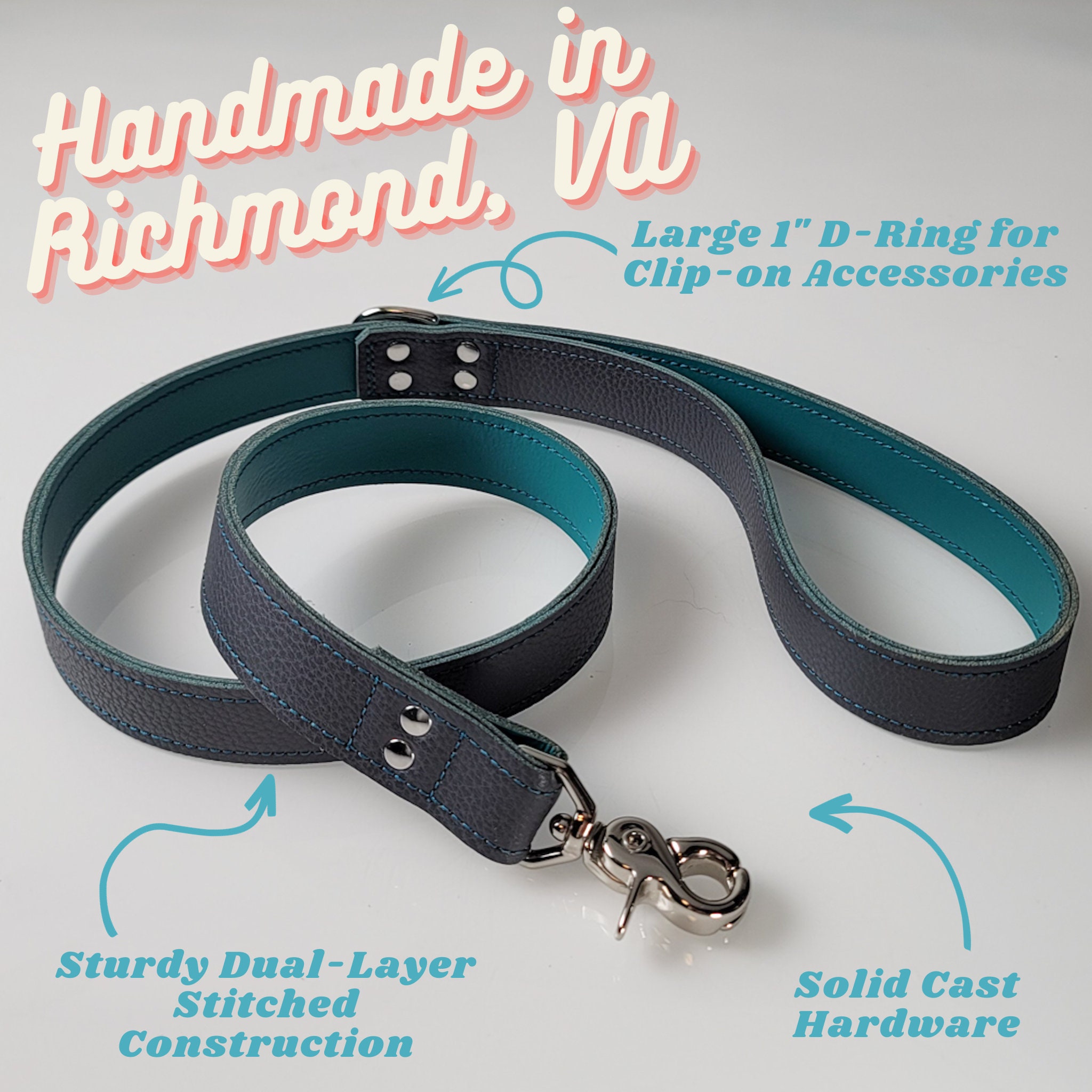 3 foot top leather dog leash