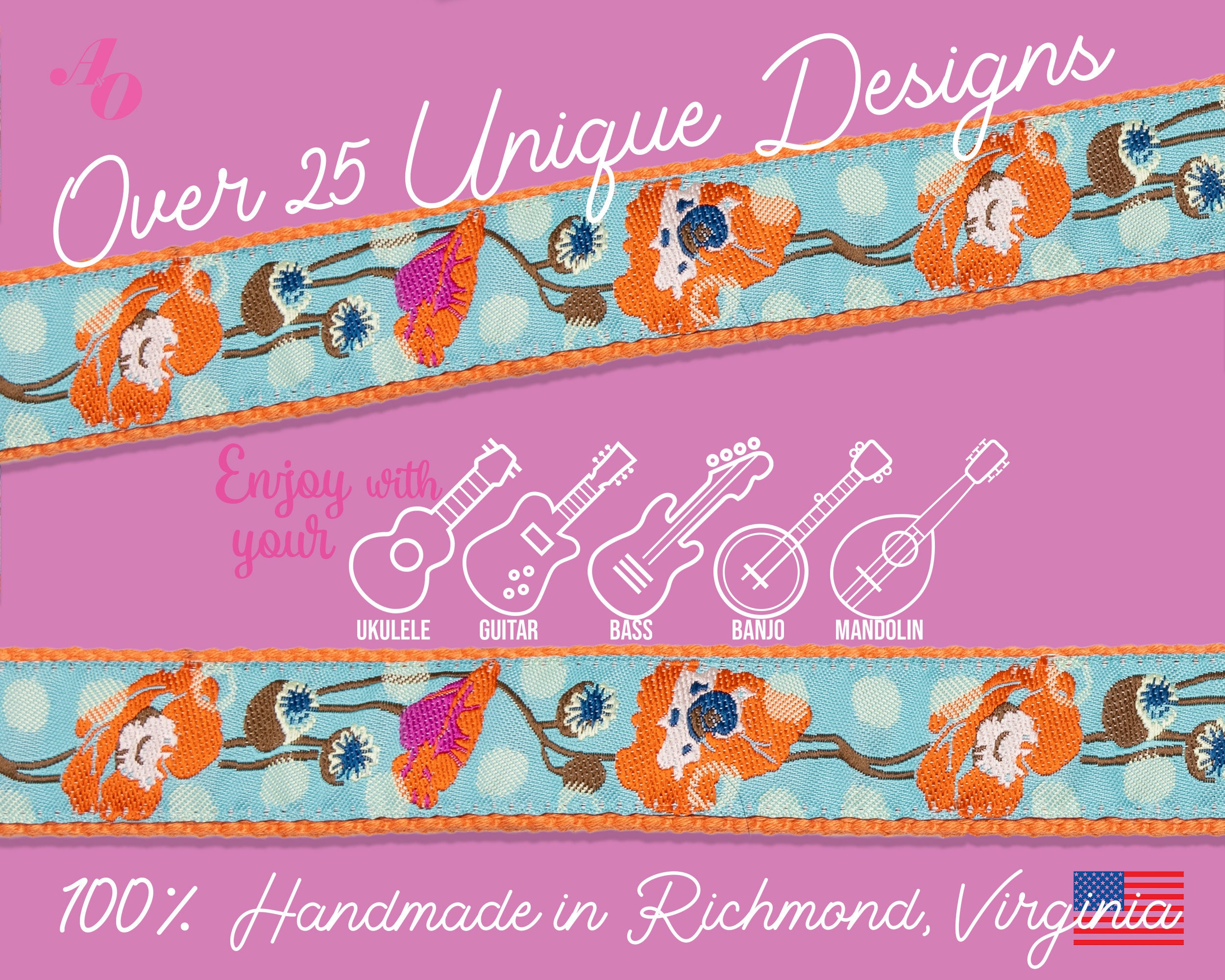 Poppy Drop Strap for Ukulele Mandolin Banjo Bass Guitar Etsy UK