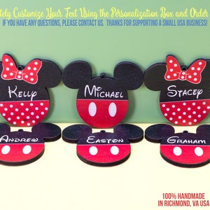 Personalized Mickey Mouse Ornaments Minnie Mouse Ornaments Custom Disney Ornament Decorations for Christmas, Hanukkah Disney Memories image 2