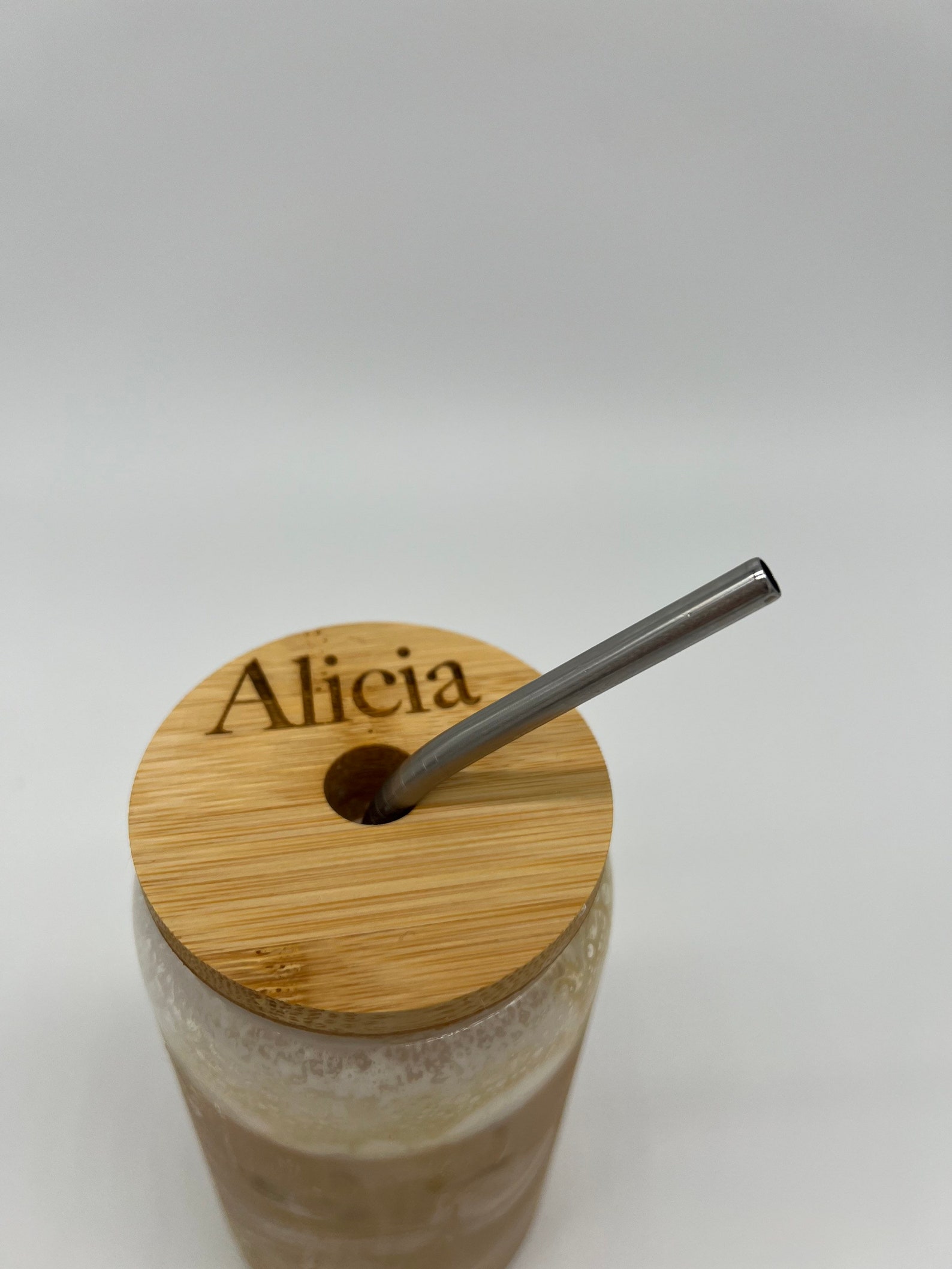 Personalized Bamboo Lid Beer Can Lid Libbey Glass Iced Etsy