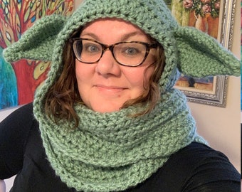 Crochet PATTERN for Yoda Earflap Hat 