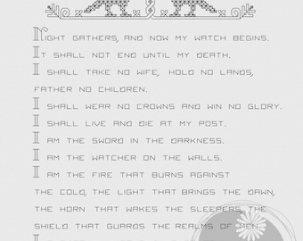 Night's Watch Oath Printable PDF Pattern
