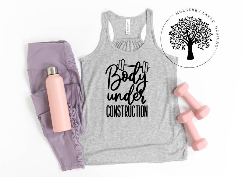 Summer Tank Body Under Construction Ladies Flowy Racerback Tank Gym Tank Workout Tank