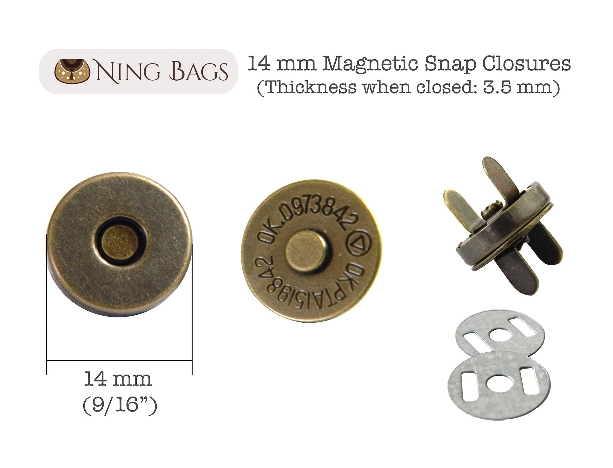 Set of 20 14 mm Snap Closure Bag Hardware for Etsy