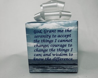 Serenity Prayer Music box wrapped as a gift