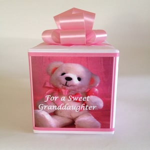 Teddy bear Music box with personalization, wrapped as a gift