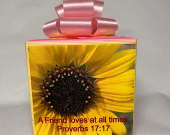 Inspirational for a Friend… floral Music box wrapped as a gift