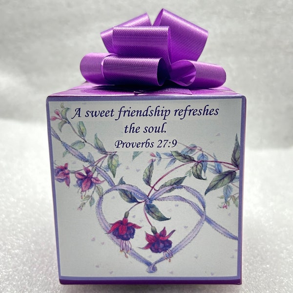 Inspirational for a Friend… Purple Floral Music box wrapped as a gift