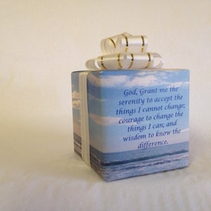 Serenity Prayer Music box wrapped as a gift image 1