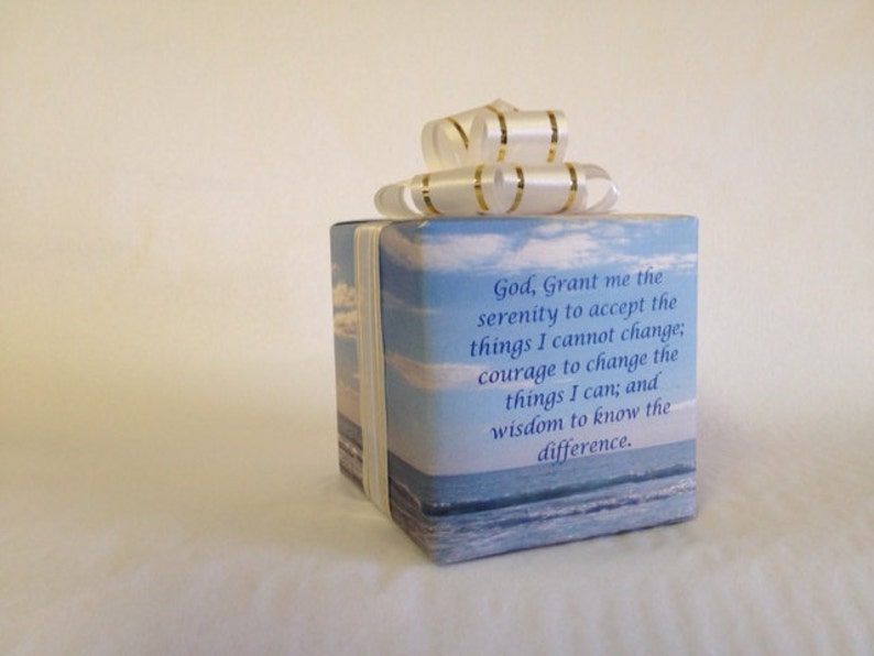 Serenity Prayer Music box wrapped as a gift image 1