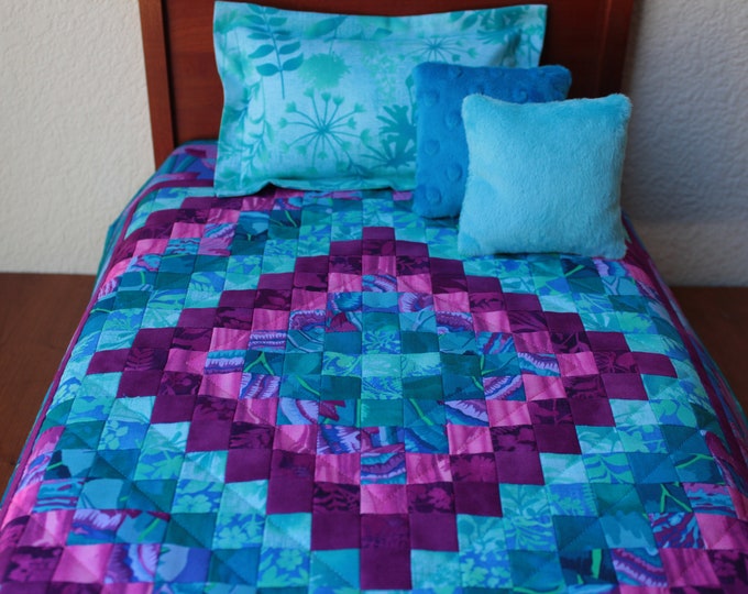 Patchwork Quilt and Pillows Set for an American Girl or 18 Etsy