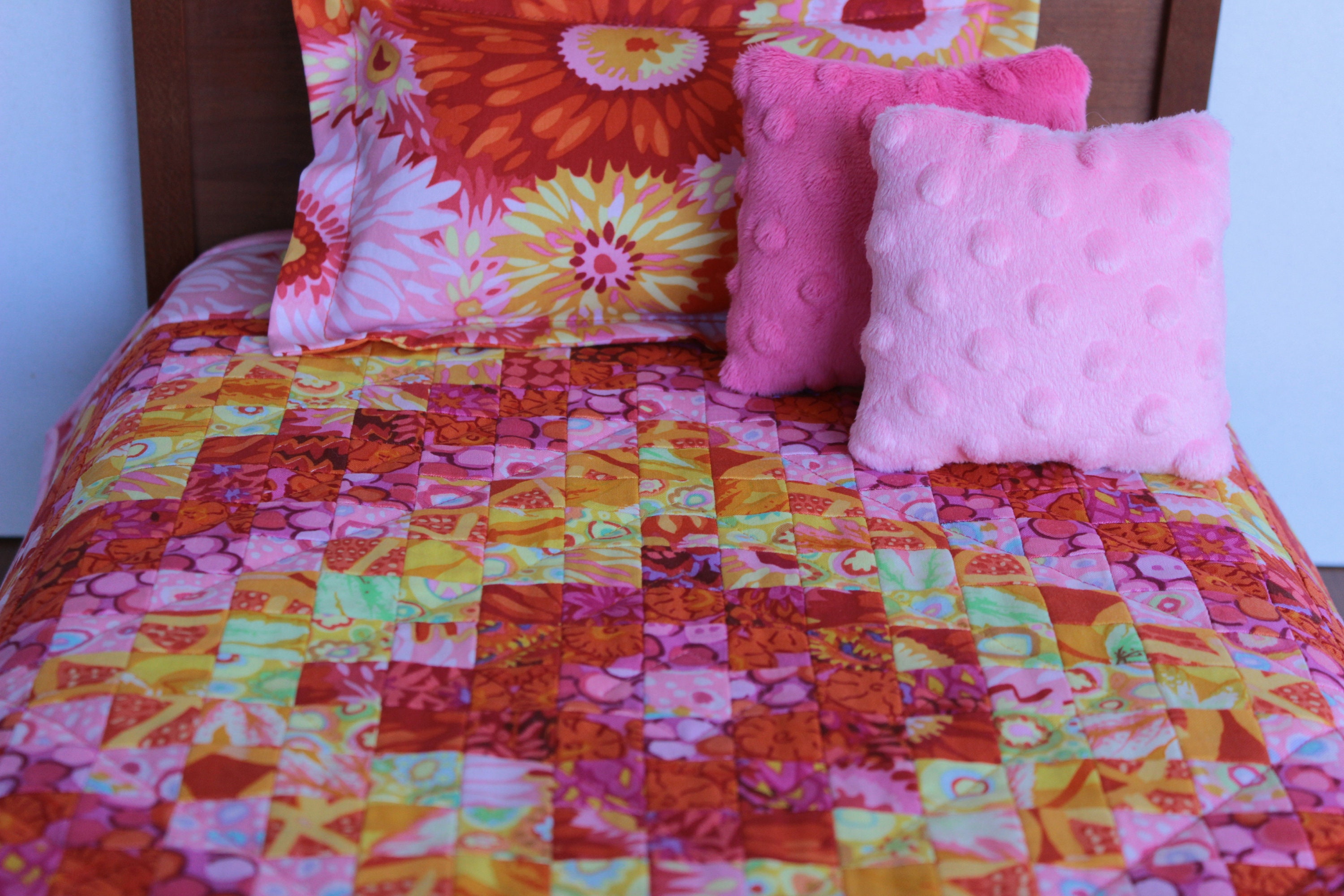 Patchwork Quilt and Pillows Set for an American Girl or 18 Etsy