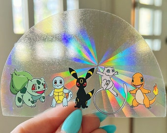 Pokemon Inspired Suncatcher | Window Decal | Umbreon | Squirrel | Charmander | Squirtle | Bulbasaur | Rainbow Maker