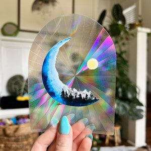 Yesbay Handmade Sun Catcher Projective Decorative Moon Design Rainbow Maker  Pendant Home Decor 