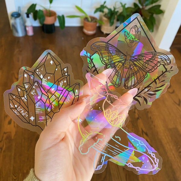 Set of 3 Suncatchers | Window Decal | Rainbow Maker | Prism | Whale | Moth | Crystal