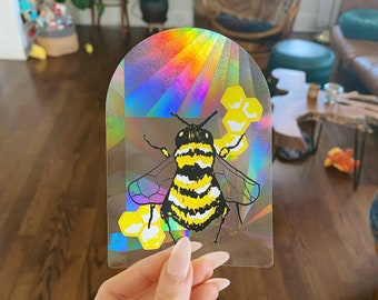 Bee Suncatcher | Window Decal | Rainbow Maker | Prism | Honeycomb