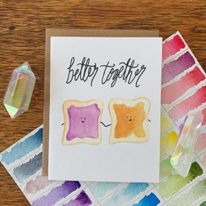 PB+J Better Together / Tarjeta de felicitación / Acuarela / Mantequilla de maní y jalea