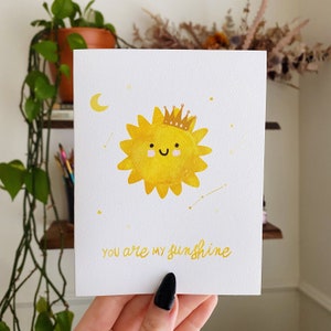 You Are My Sunshine Greeting Card Art Illustration Watercolor Sun image 1