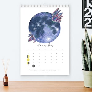 2024 Moon Calendar Watercolor Moon Phases Moon Calendar Lunar Cycles Crystals 2024 Calendar Wall Calendar image 7